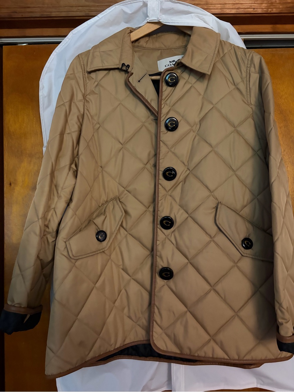 Coach Tan Quilted Jacket with Black Lining